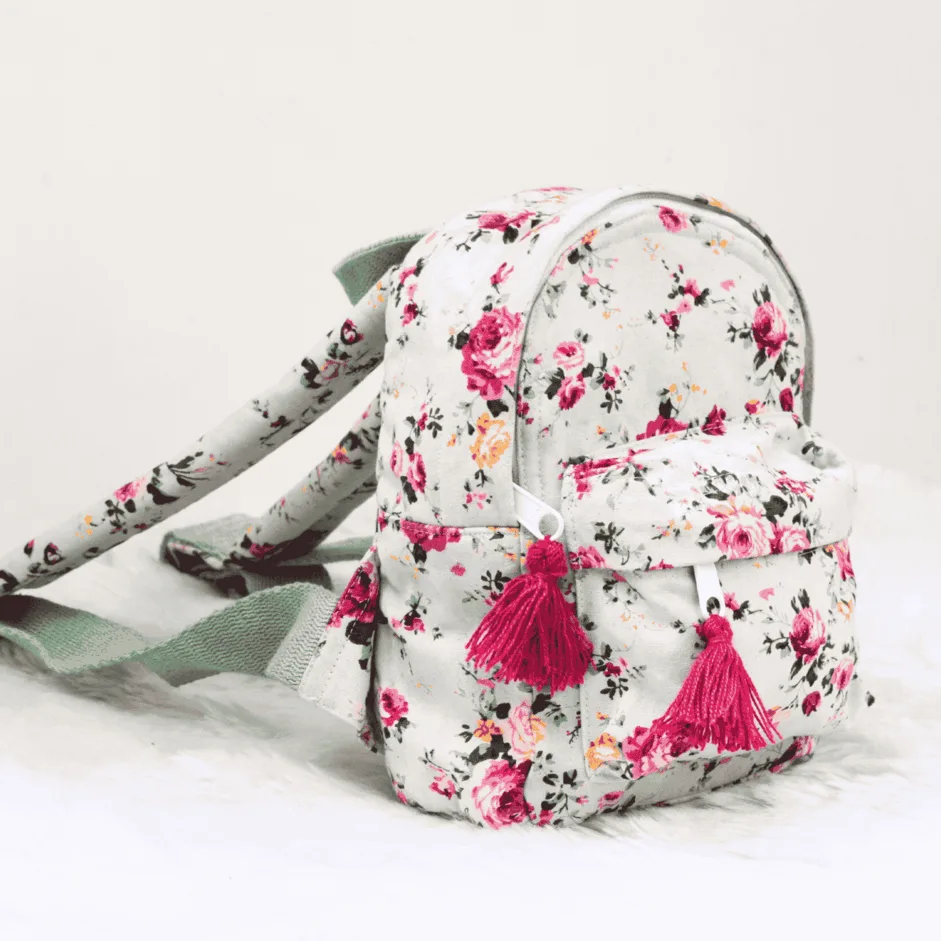 Floral Print Mini Backpack- Canvas Backpack- Kids Backpack