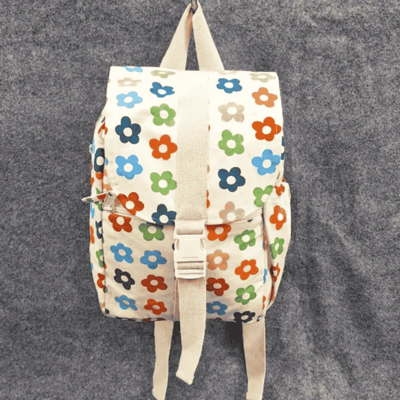 Multi Floral Print Backpack- Girls Backpack- Small Backpack- Canvas Backpack